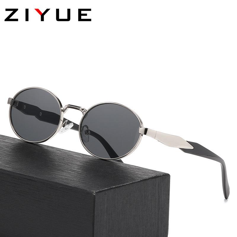 Metal Edge Retro Oval Sunglasses Women'S Advanced Sense Uv Protection Photo Sunglasses