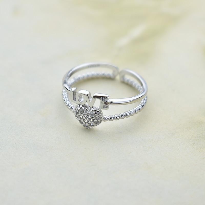 Fashion Letter Ring Opening Love Flower Adjustable Ring Hipster Personality Double Index Finger Jewelry