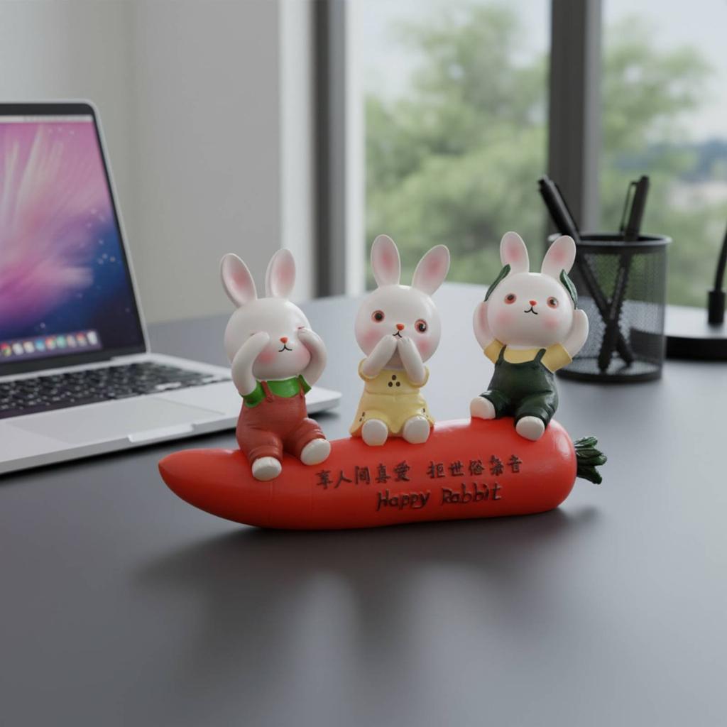 Resin Rabbit Statue European Design Rabbit Bunny Figurine Bunny Figurine Cute Home Decoration Elegant for Desktop