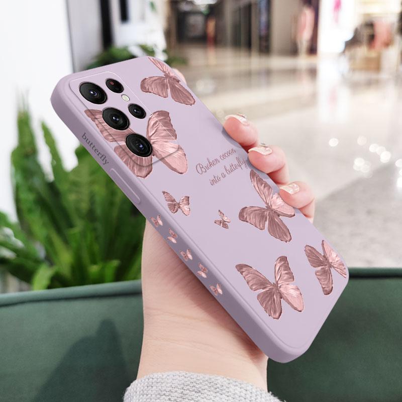 

Red Blue Butterfly Phone Case For Samsung Galaxy S25 S24 S23 S22 S21 S20 Ultra Plus FE S10 S9 S10E Note 20 ultra 10 9 Plus Cover Note 20