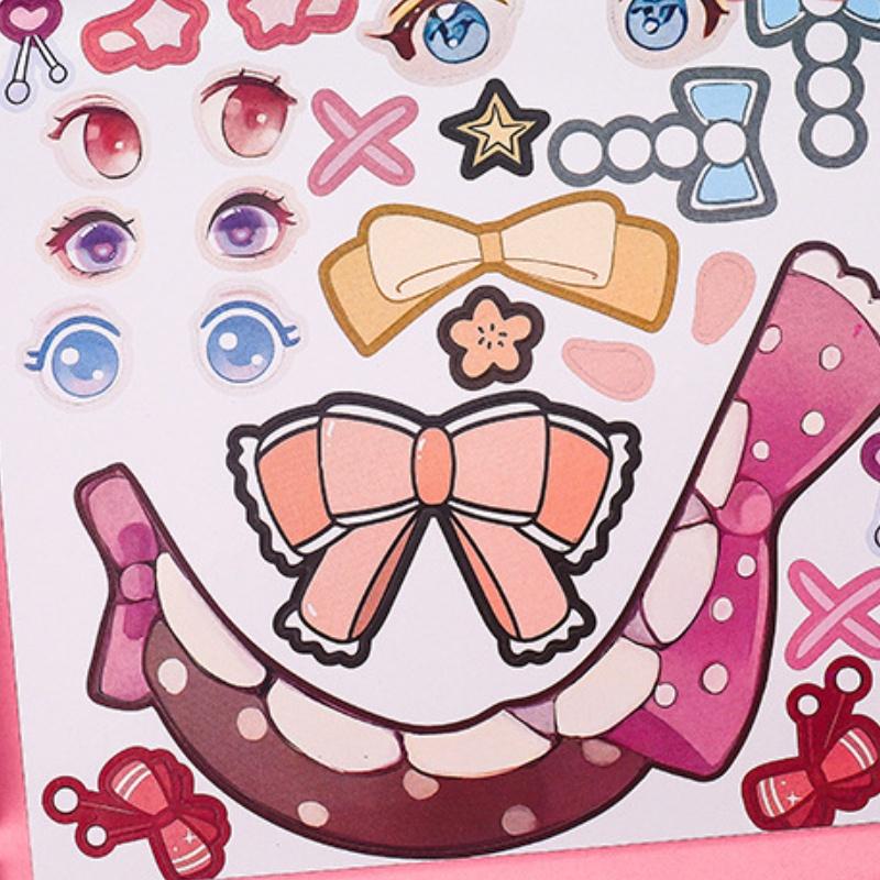 1PCS Princess Dressing Sticker Book Dressing Party Bishōjo Makeup Paste Cute Cartoon Girl Character Sticker Book
