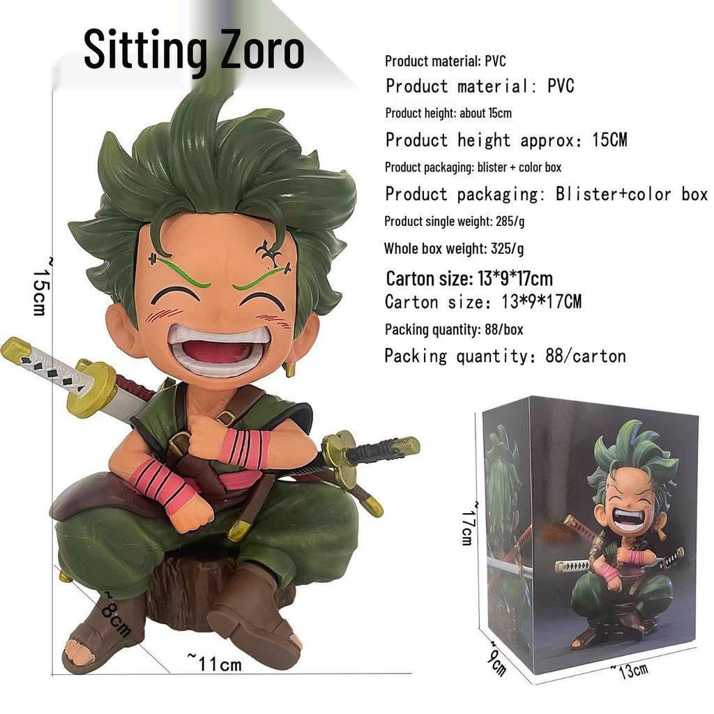 Straw Hat Luffy & Zoro Pink Sitting Pose Trendy Toy Figure - Boxed Car Ornament