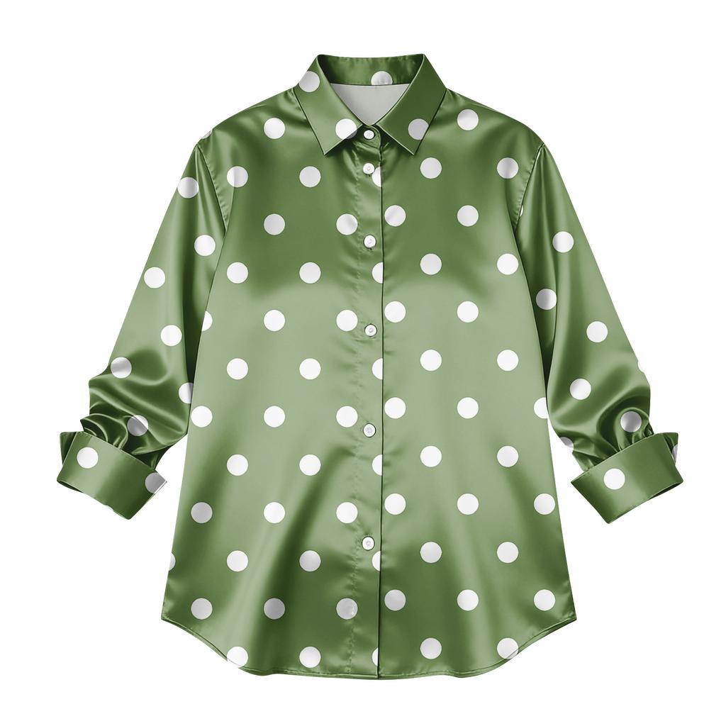 Women's Shirt Blouse Print Button Long Sleeve Casual Basic Shirt Collar Regular Top