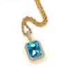 Hip Hop Mocha Fluorescent Square Solid Stone Pendant Necklace Unisex Gift/couple Gift