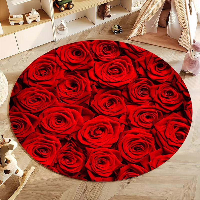 Luxurious Red Rose Carpet for Romantic Spaces round carpet for home sofa bedroom, gift