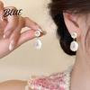 Plier-wrapped Faux Pearl Earrings 1 Pair Women Stud White Dangling