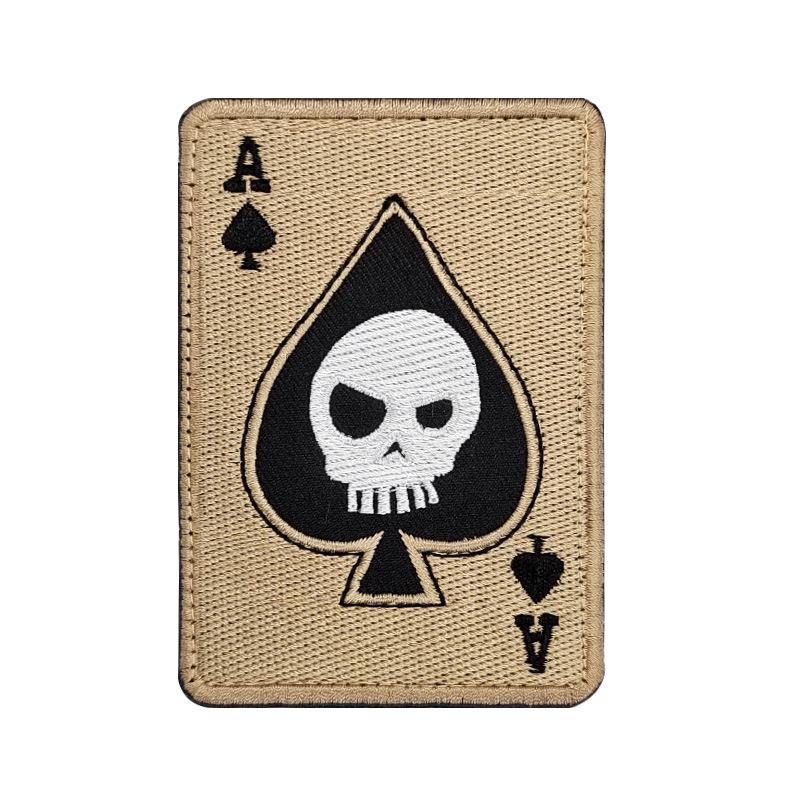 Eso pikové Poker Lebka Vyšívaná nášivka - Morální odznak na suchý zip na batoh