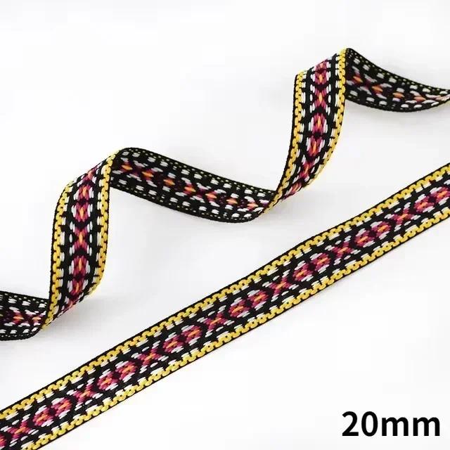 2-20 Meter 20mm Besticktes Jacquard-Band Polyester-Gurtband Spitzenbesatz für Haustierhalsbänder Kleidung DIY Nähzubehör