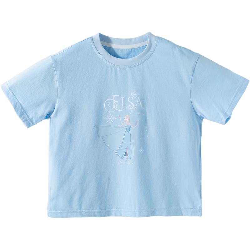 Disney Frozen Elsa Girls Pure Cotton Breathable Short Sleeve T-Shirt 110/56