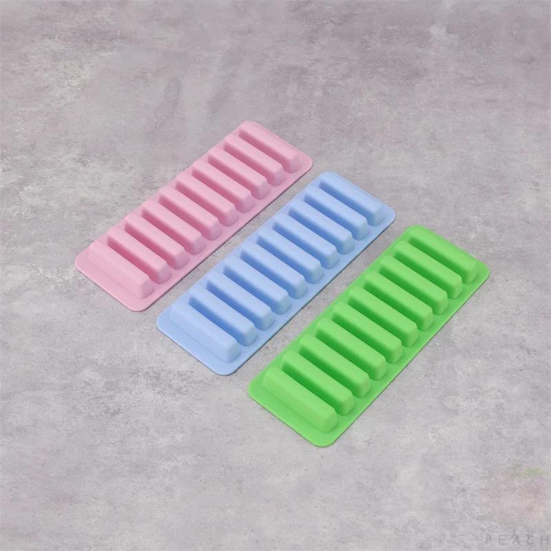 10 Grids Long Strip Shape Silicone Ice Cube Mould Non-Stick Stick Shape Ice Tray DIY Biscuit Baking Mould Jelly Chocolate Mold