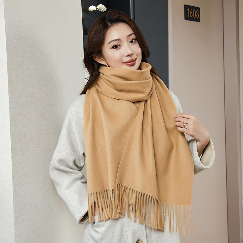 Winter wool simple and versatile scarf solid color women's autumn and winter warm fashion temperament wool shawl