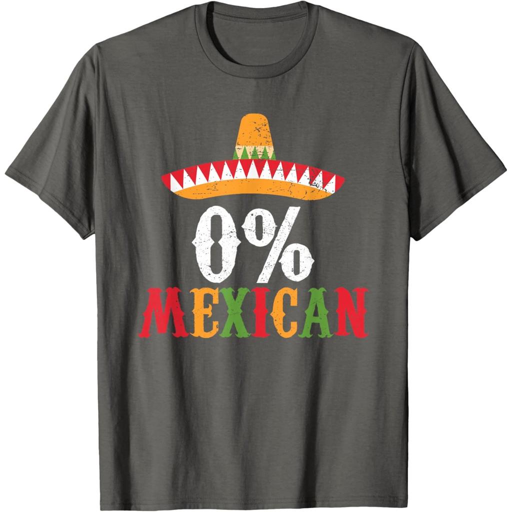 0 Prozent Mexikaner Lustiger Sombrero-Aufdruck Grafik-T-Shirt Lässiges Baumwoll-T-Shirt