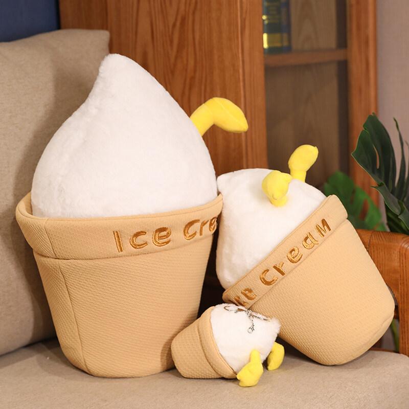 Ice Cream Duck Plush Toy With Keychain For Girls Gift And Bag Decoration