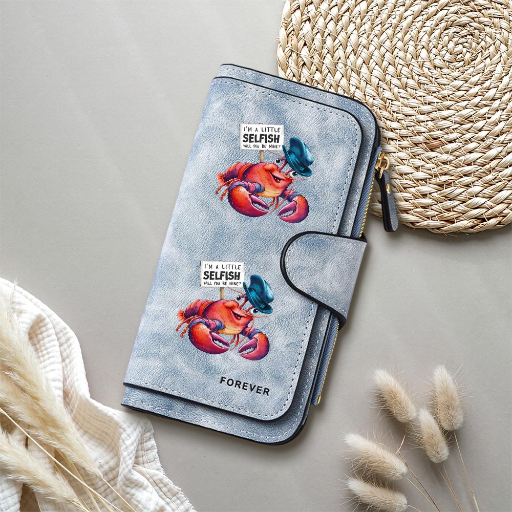 Cute Crab Print Women's Long Wallet Fashion Multi Card Holder Casual PU Leather Daily Purse