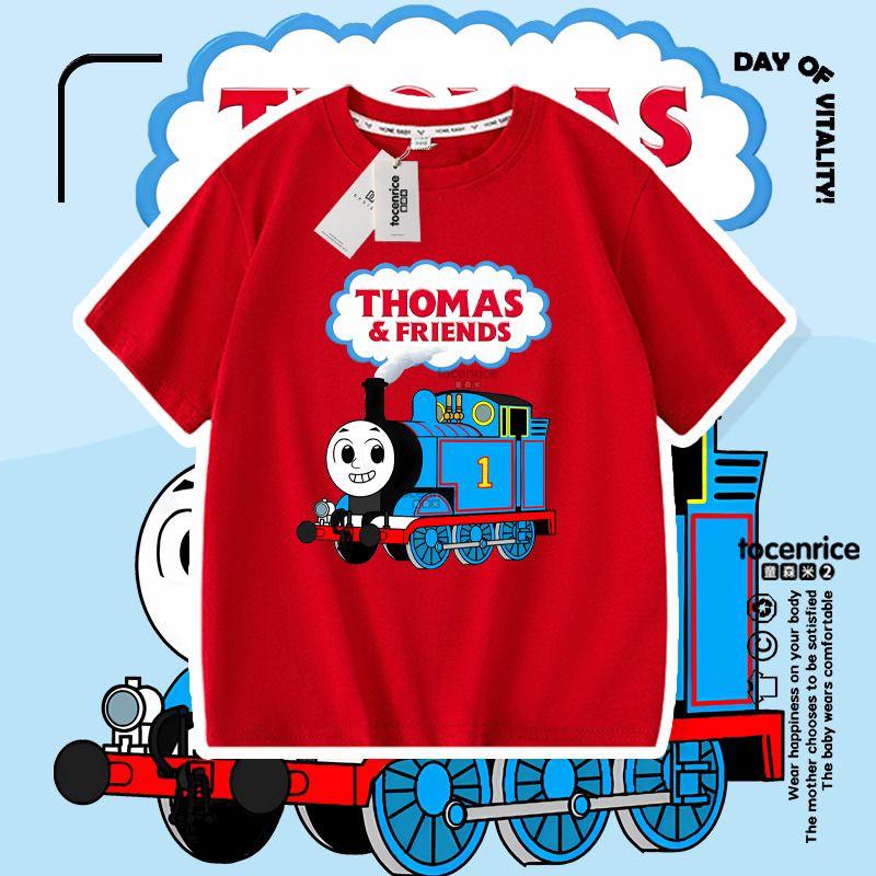 Boys Pure Cotton Lightweight TShirt Thomas Train Childrens Clothing Summer Wear ShortSleeved Shirt for Kids