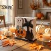 Decorative Tabletop Organizer Halloween Ghost Wooden Napkin Holder, Cute Paper Towel Autumn Themed Holder Stand, Freestanding Tissue Dispenser