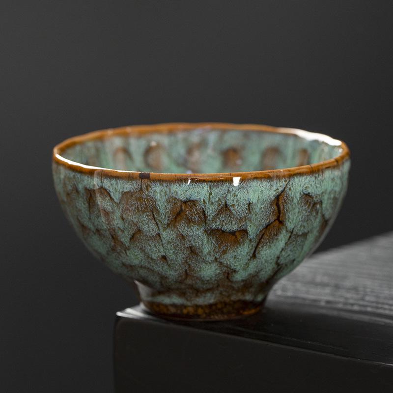 Kiln-Change Ceramic Tea Cup Set: Luxury Light Gift Box with Large Gongfu Tea Tasting Cups in Nine Colors