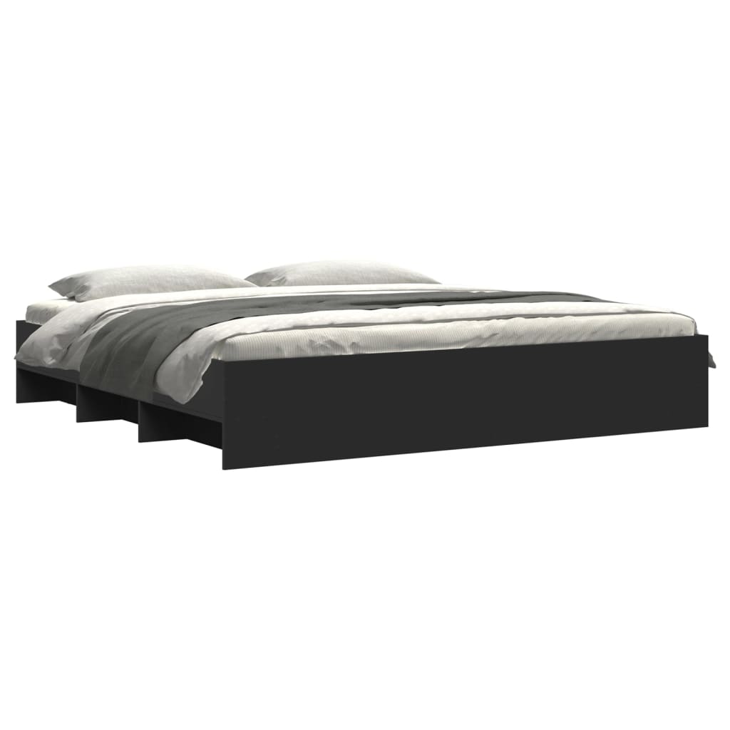 Bed Frame without Mattress Black 180 x 200 cm Engineered Wood