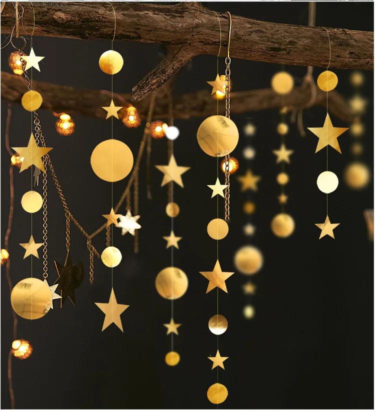 Pendant Ornaments Christmas Decorations for Home New Year 400cm Twinkle Star Snowflake Paper Garlands Christmas