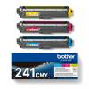 Brother TN241 Pack of 3 Original Toner Cartridges - Cyan, Magenta, Yellow - TN241CMY-TN241CMY