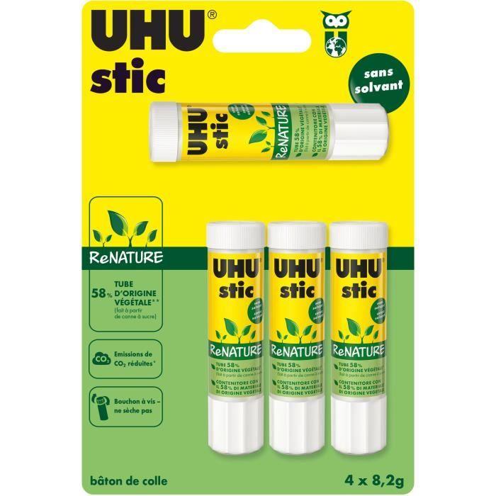 Bâton de colle - UHU - ReNATURE - Lot de 4 - 8,2g - 100% recyclable