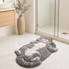 Slip Resistant Door Mat Cute Cat Bathroom Rug, Anti-Slip Absorbent Bath Washable Plush Tile And Wood Floor Kitty for Entrance Kitchen Home Decor