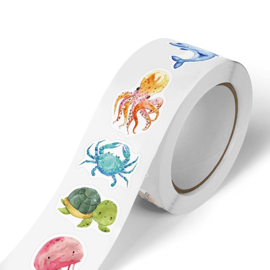 500 Pcs/roll Animal Stickers Teacher Reward Stickers Cute Animal Space Stickers School Supplies Incentives Roll Sticker 1 inch