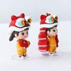 Koi Boy Girl Lion Dance Doll Ornament PVC New Year Miniature Ornaments  Car Accessories