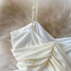 Vestido Mini Bustier Sexy de Malla sin Tirantes para Mujer, sin Mangas, con Pedrería, Espalda Descubierta, Estilizador, Cruzado, Corto