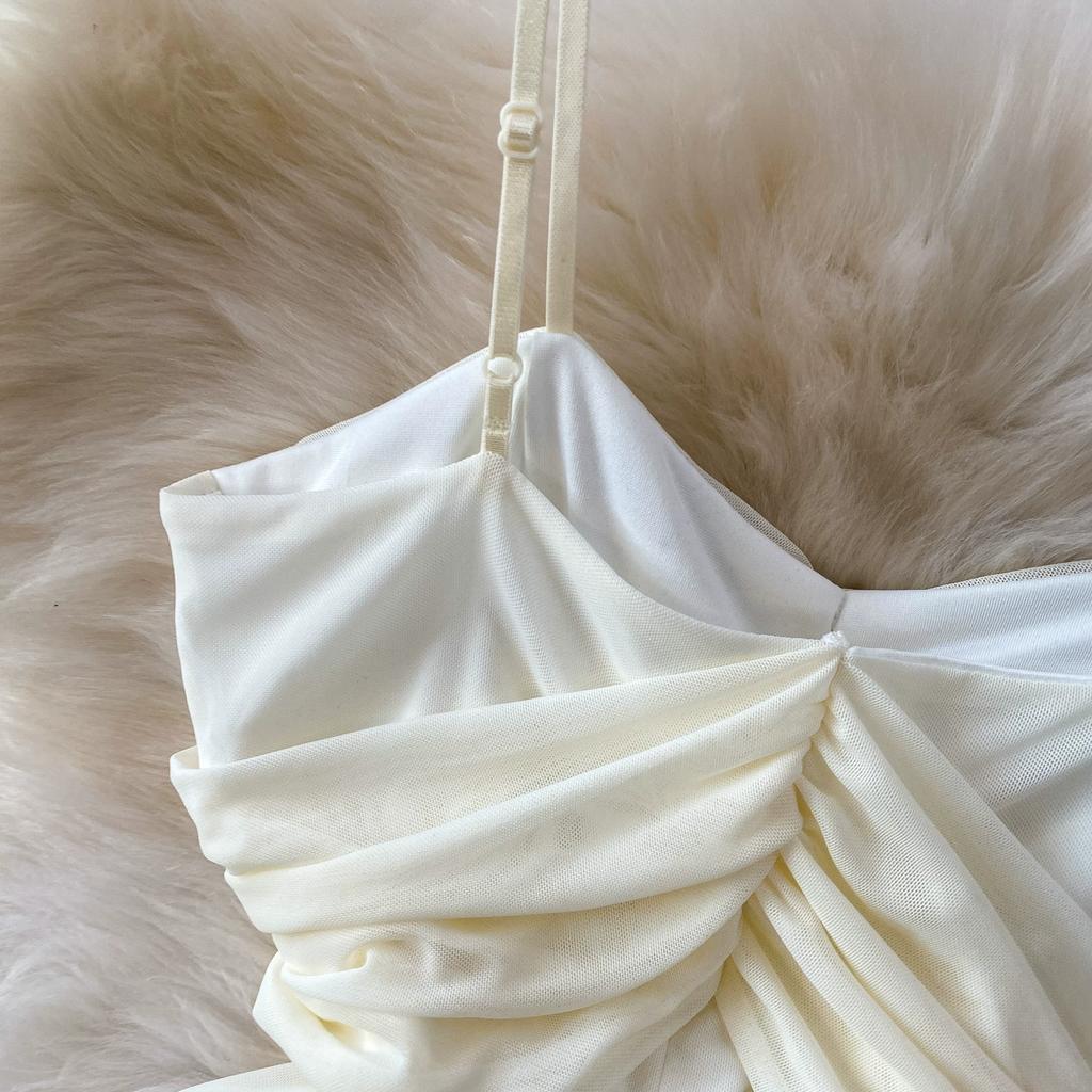 Vestido Mini Bustier Sexy de Malla sin Tirantes para Mujer, sin Mangas, con Pedrería, Espalda Descubierta, Estilizador, Cruzado, Corto