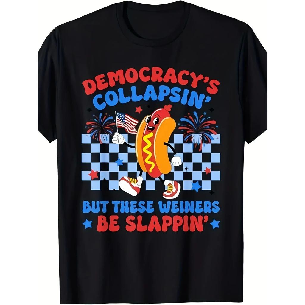 Men's Vintage Hot Dog Graphic T-Shirt in Heavyweight 220gsm Cotton, Casual 4th o