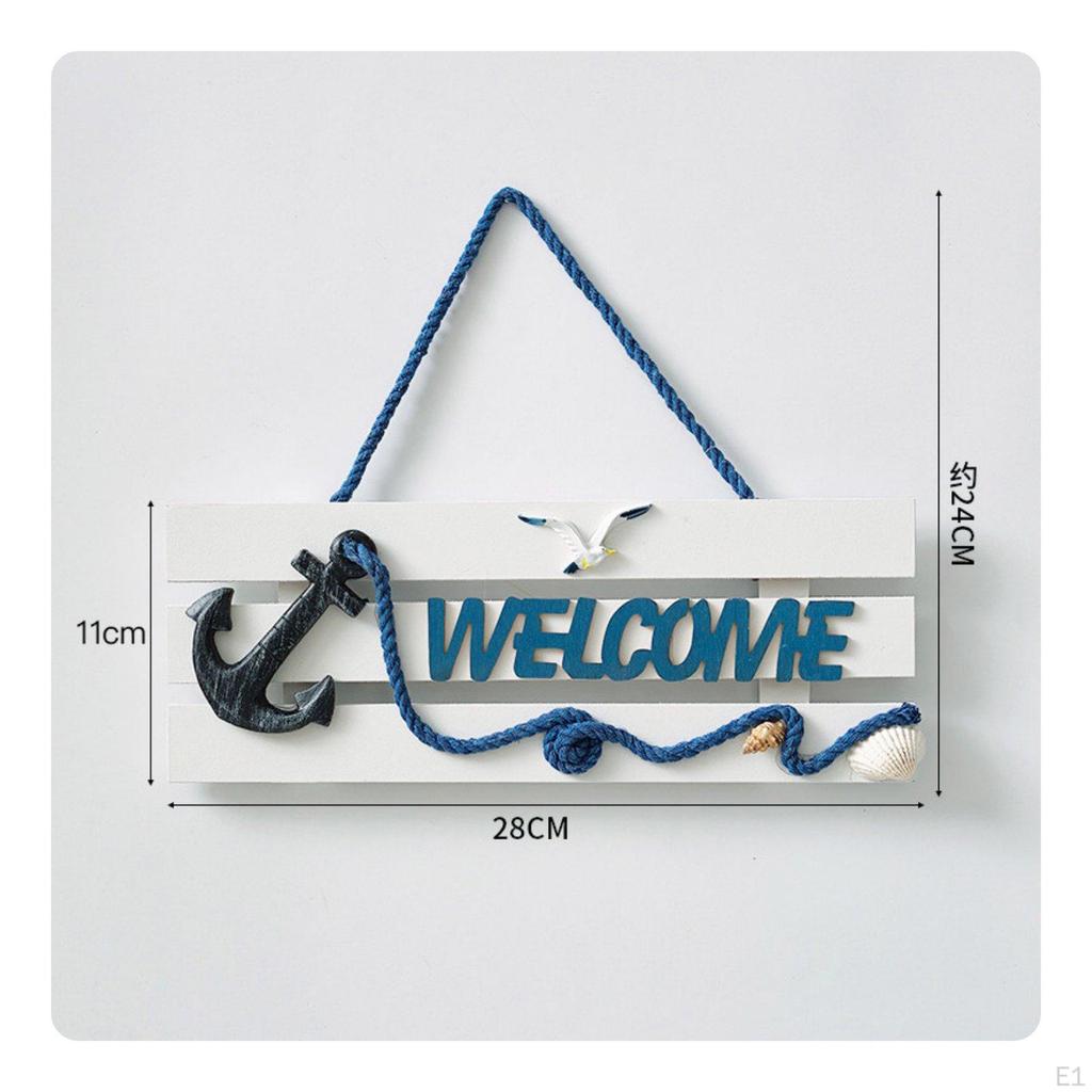 Nautical Welcome Sign Mediterranean Door Hanger Coastal Wall Decor for Restaurant, Cafe, Washroom