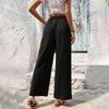 Women’s High Waist Loose Fit Wide Leg Pants Solid Casual Trousers for Office and Everyday Wear Comfy Straight Leg Design