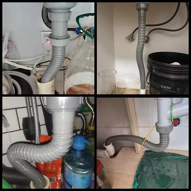 Universal Double Head Kitchen Sink Drain Hose (Extension) - Stretchable Flexible Pipe For Double Bowl