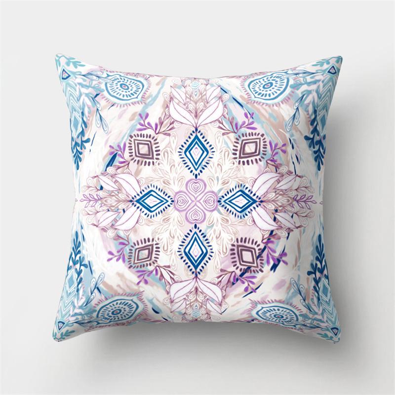 Husă de pernă geometrică cu imprimeu floral boem