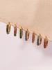 Qiong Yao 18k Gold Plated Stainless Steel Colorful Diamond Small Hoop Clip-on Earrings