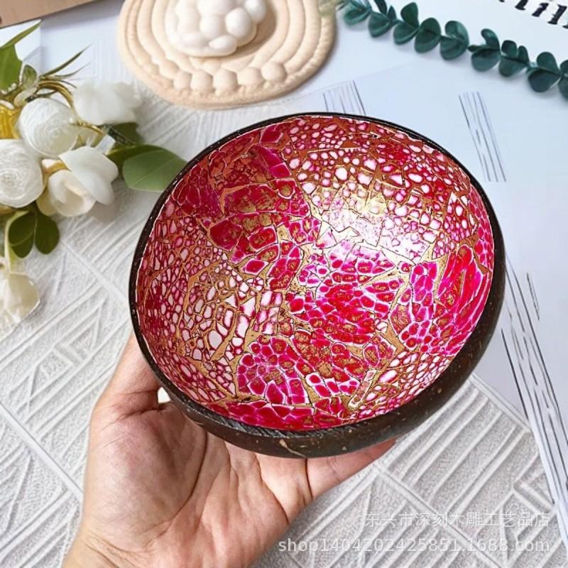 Vietnamese Coconut Shell Bowl Decorative Serving Dish Snacks Nuts Candy Home Decor Storage