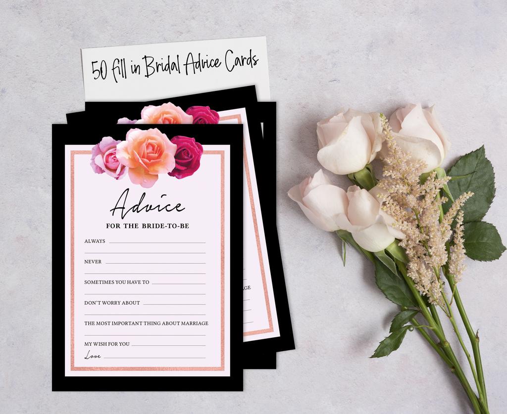 Inkdotpot Advice For The BrideA  CardsA  Set Of 50A  FloralA  Bridal Shower Activity