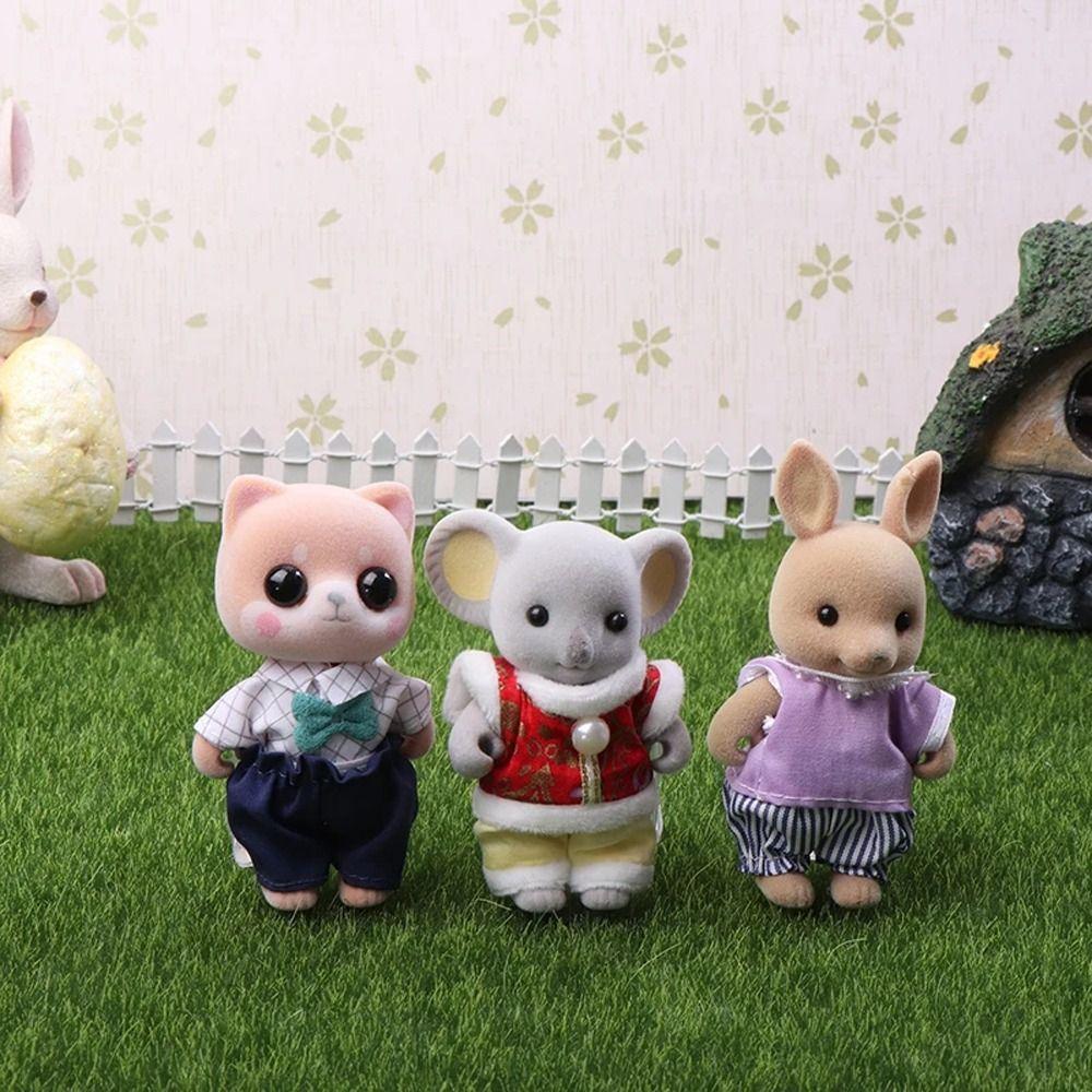 Miniatures Forest Family Dolls Simulation Dollhouse Toy Mini Rabbit Bear Toy Kids Gifts