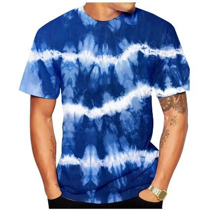 Fashion Women s T-Shirt 3D Printed Vintage Dye T-Shirt Men s Colorful Pattern T-Shirt Summer and XXS
