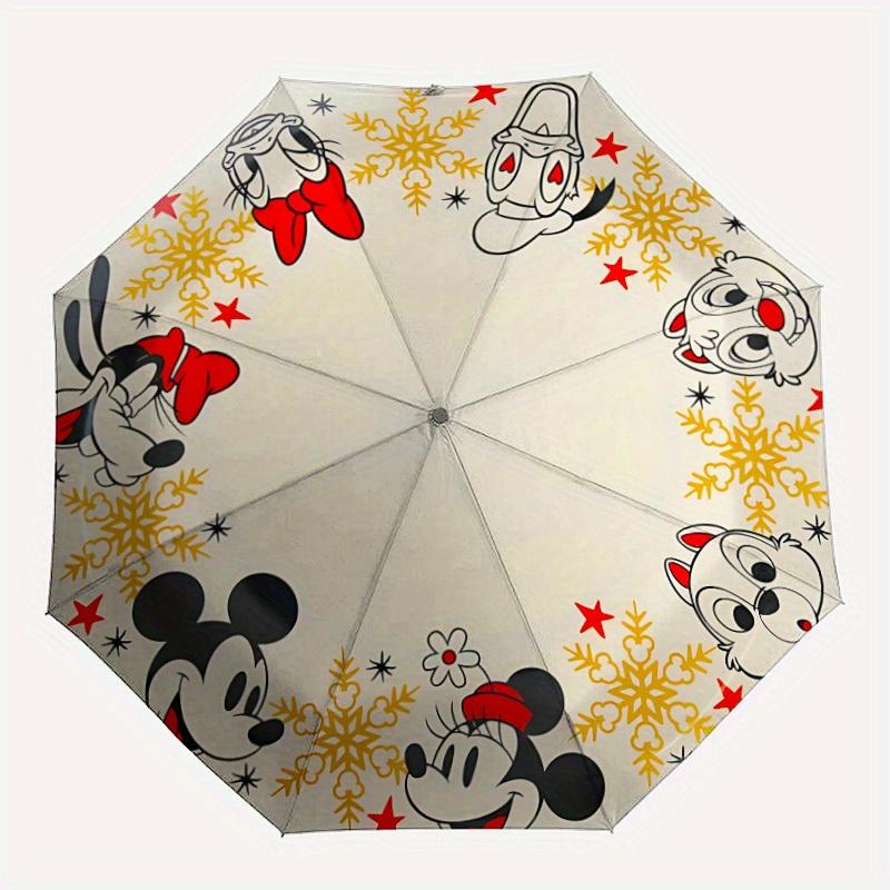 

1pc Mickey Mouse Automatic Folding Umbrella: Compact 8-rib Design Cartoon Travel Companion for Outdoor, Casual Accessory