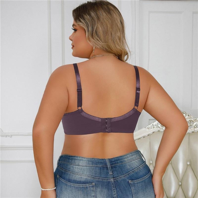 Lencería Europea y Americana de Talla Grande Sexy Sujetador Push Up de Encaje de Color Sólido para Mujer