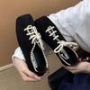 Fashion Square Toe Women Loafers Shoes Fashion Lace Up Ballet Flats Sport Shoes Casual Woman Sneakers 2025 Autumn Dress Chaussure Femme