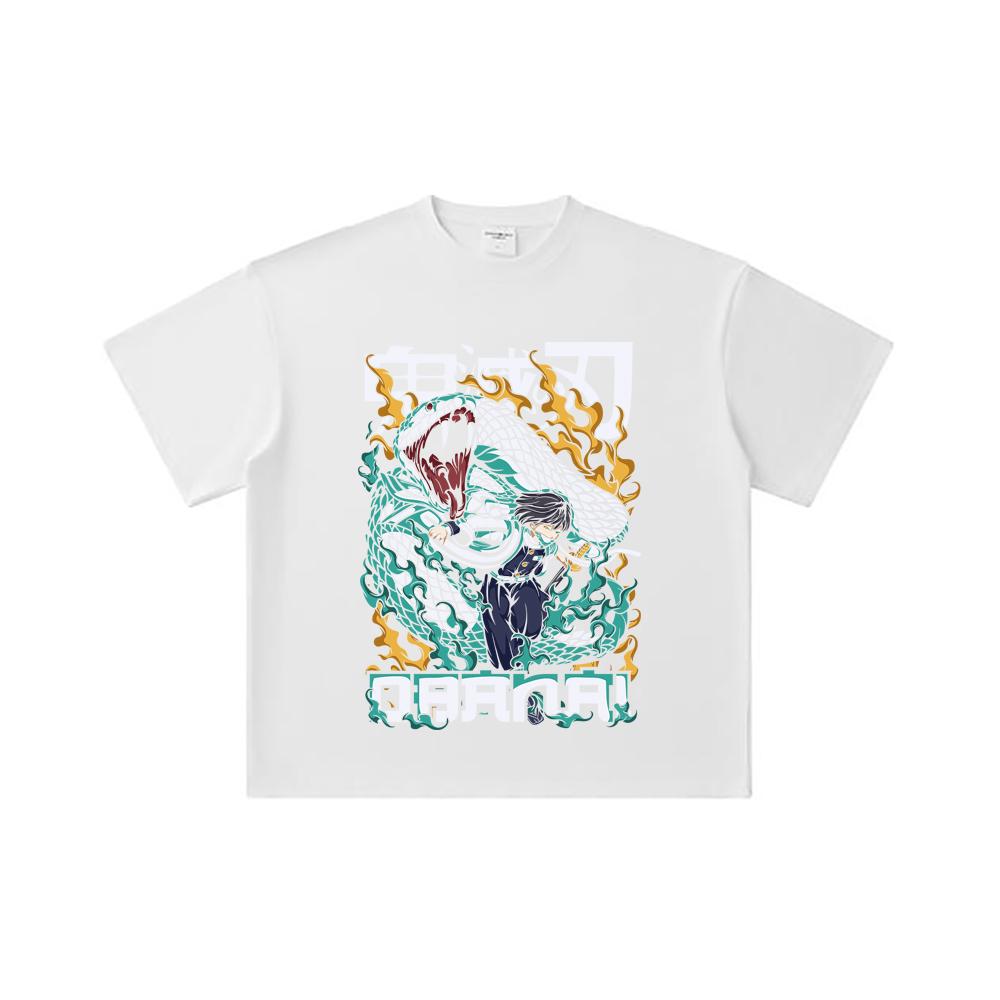 260 GSM Double Yarn 32 Count 100% Cotton Demon Slayer V103 Obanai Print Unisex Heavy Cotton T Shirt