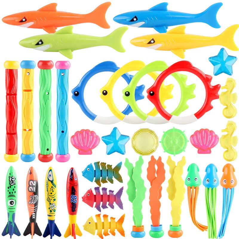 Splash Diving Toys Children'S Swimming Pool Treasure Hunting Diamond Diving Torpedo Water Ring Set Toys