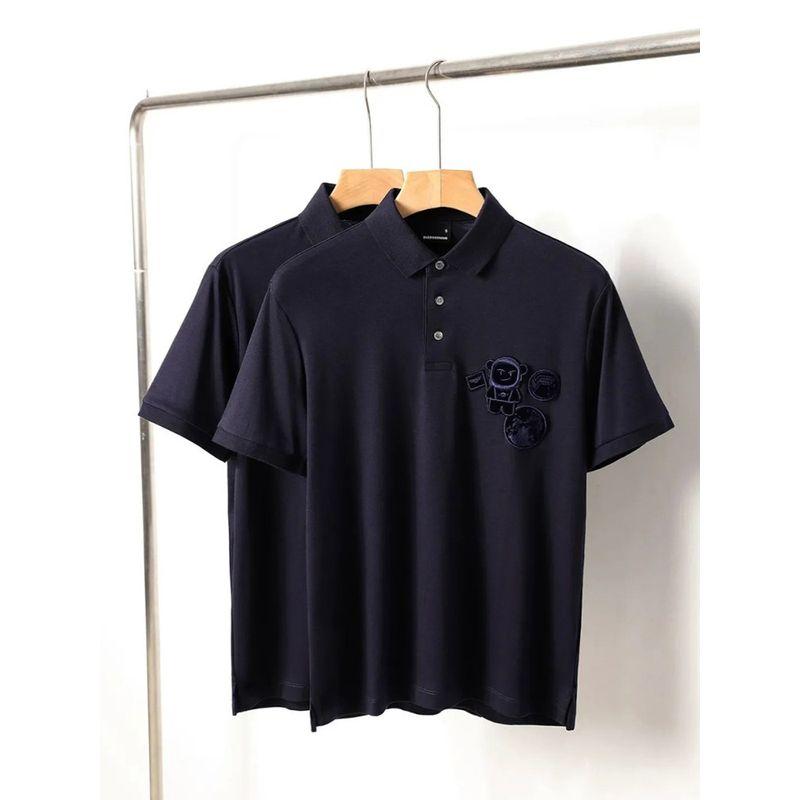 Soft Cotton Embroidered Shirt Men s Short-Sleeve Polo Shirt Pure Cotton Summer Turn-Down Collar T-Shirt Export Export Collared T-Shirt Tibetan youth XL