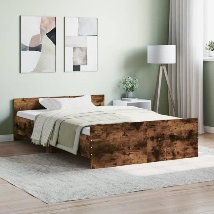 VidaXL Bed Frames Headboard and Footboard Smoked Oak 120x200 Cm 3203744