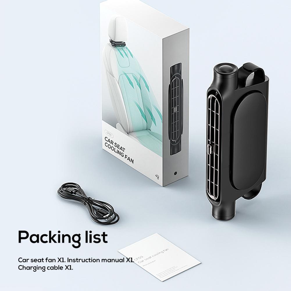 Portable Car Seat Fan 3 Speeds Adjustable Car Headrest Cooling Air Fan USB Powered Air Cooling Fan for Front Rear Seat