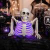 Tabletop Horror Decor Halloween Skull Candle Lantern with Color Changing LED Lights Realistic Haunted House Decorations Bone Texture Flameless