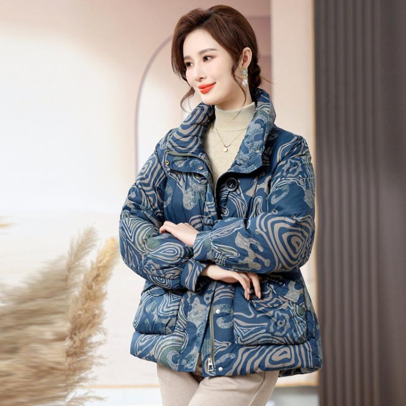 

Light mother winter short down jacket women s winter new loose fashion coat for the elderly L синий